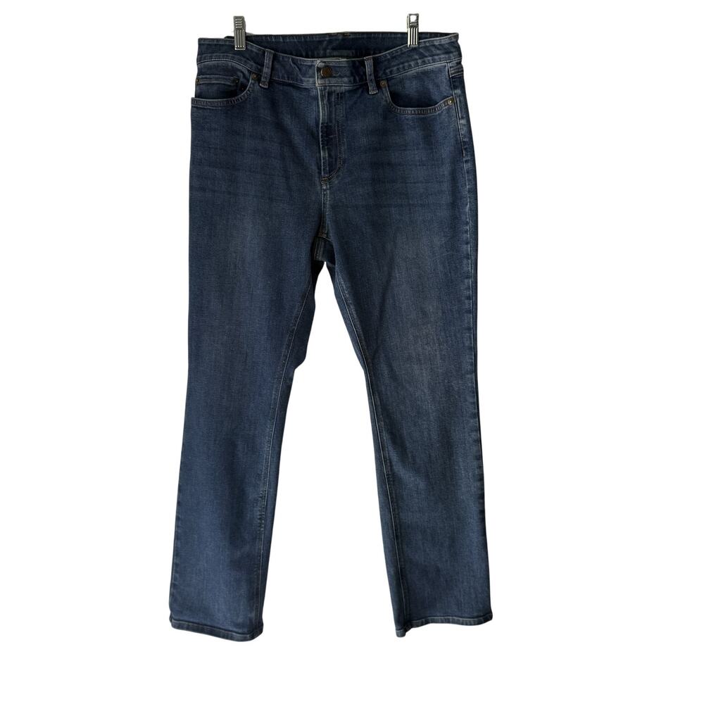 LL Bean Jeans Womens 14 Classic Fit Straight Leg Mid Rise Stretch Denim Pants